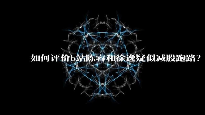 如何评价b站陈睿和徐逸疑似减股跑路？